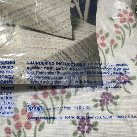 2 Vintage Morgan Jones Country Gardens Springs Twin Flat Sheet No-Iron Twilite - Picture 8 of 9